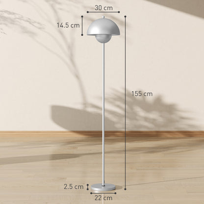 Modern 155 cm Floor Lamp Floor Lamp for Living Room with Bowl Shade Reflecting Light Foot Switch E27 Socket Bulb Not Included for Bedroom Office Living Room Silver
