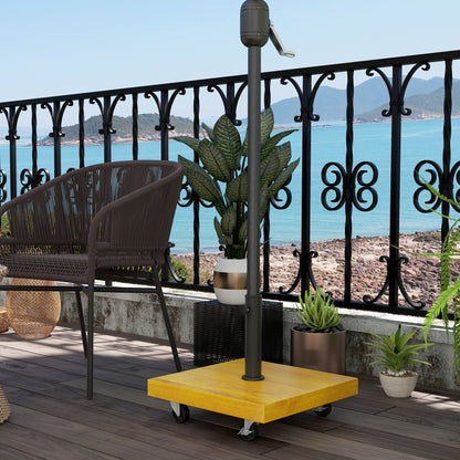 Square Parasol Stand Base - net weight 25kg metal with 4 wheels - dim. 45L x 45W x 36.5H cm for pole Ø34, Ø38, and Ø48mm