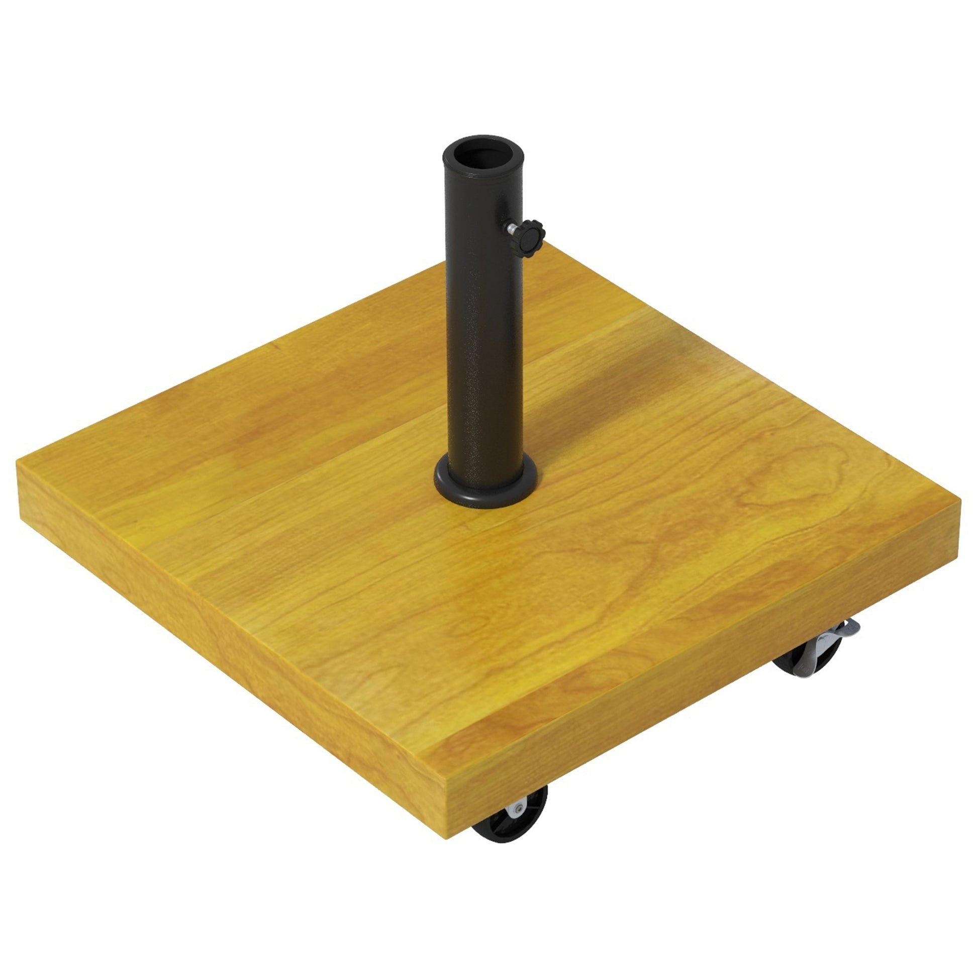 Square Parasol Stand Base - net weight 25kg metal with 4 wheels - dim. 45L x 45W x 36.5H cm for pole Ø34, Ø38, and Ø48mm