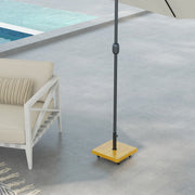Square Parasol Stand Base - net weight 25kg metal with 4 wheels - dim. 45L x 45W x 36.5H cm for pole Ø34, Ø38, and Ø48mm