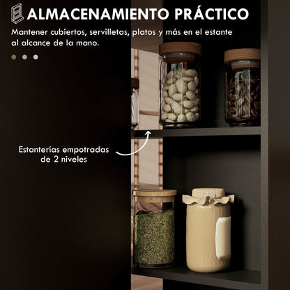 Folding Dining Table Kitchen Table with Wheels Foldable Wings and Shelves for 4-6 People 29.5x55x29 inches Natural and Black