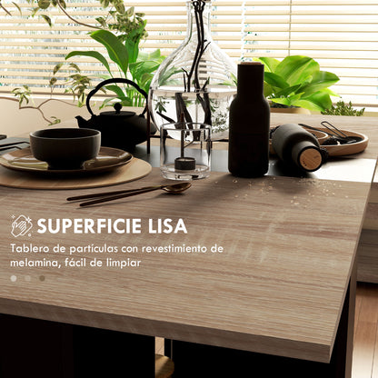 Folding Dining Table Kitchen Table with Wheels Foldable Wings and Shelves for 4-6 People 29.5x55x29 inches Natural and Black