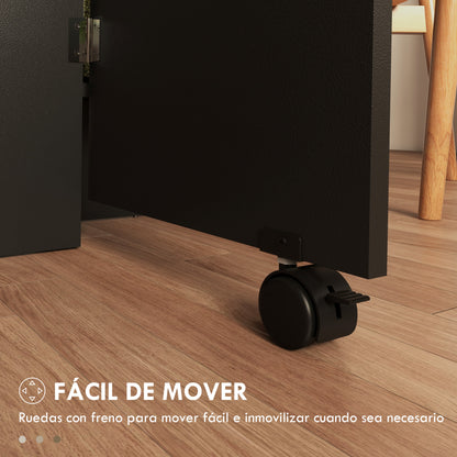 Folding Dining Table Kitchen Table with Wheels Foldable Wings and Shelves for 4-6 People 29.5x55x29 inches Natural and Black