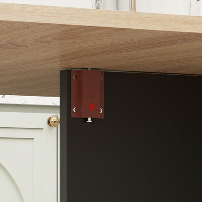 Folding Dining Table Kitchen Table with Wheels Foldable Wings and Shelves for 4-6 People 29.5x55x29 inches Natural and Black