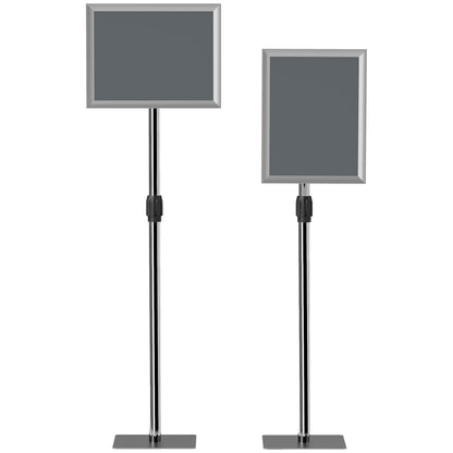 A3 Poster Stand with Adjustable Height and Tilt, Floor Display Stand in Steel and Aluminum, 45x30x85-135 cm, Silver