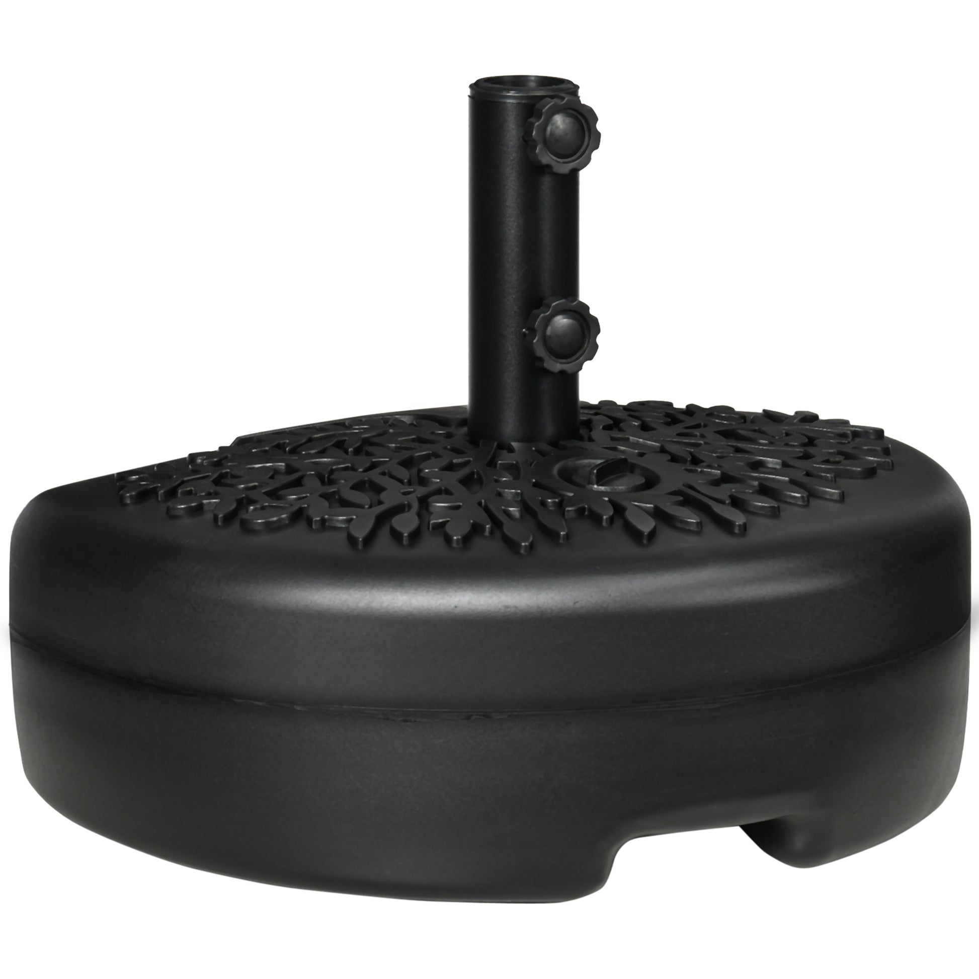 Wall-Mounted Umbrella Base Ø38/48 mm Semicircular Fillable Parasol Stand with 21 kg Water or 18 kg Sand for Garden Patio Terrace Outdoor 50x31x38 cm Black