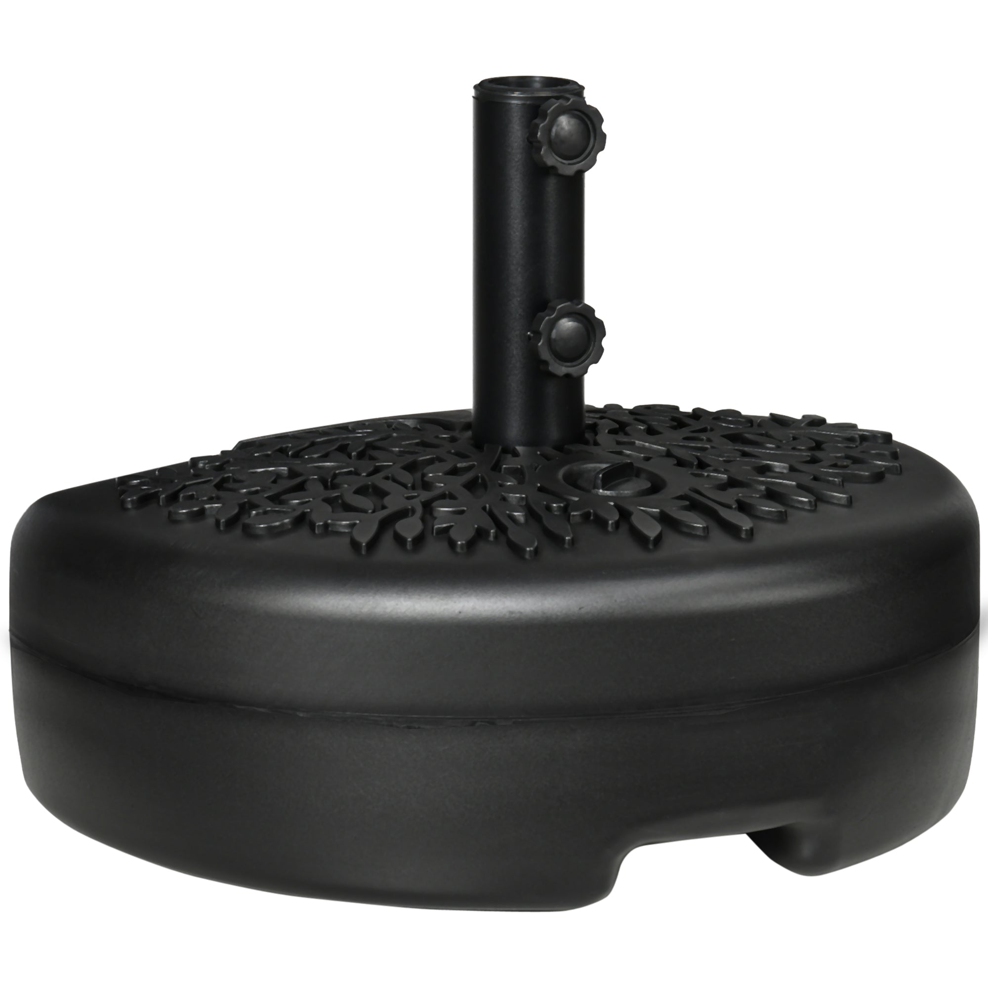 Wall-Mounted Umbrella Base Ø38/48 mm Semicircular Fillable Parasol Stand with 21 kg Water or 18 kg Sand for Garden Patio Terrace Outdoor 50x31x38 cm Black