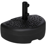 Wall-Mounted Umbrella Base Ø38/48 mm Semicircular Fillable Parasol Stand with 21 kg Water or 18 kg Sand for Garden Patio Terrace Outdoor 50x31x38 cm Black