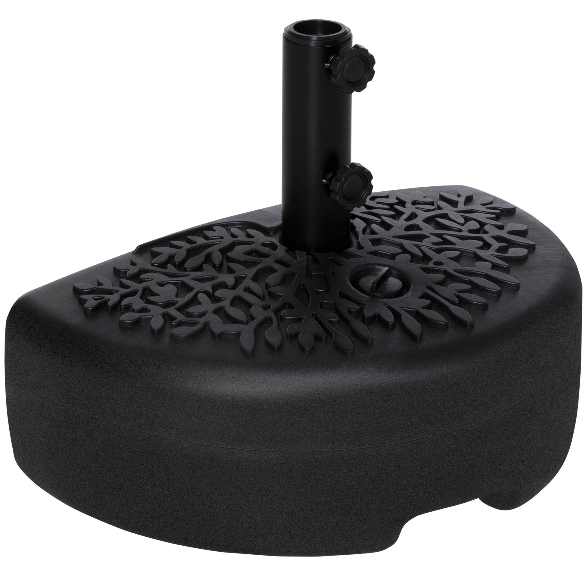 Wall-Mounted Umbrella Base Ø38/48 mm Semicircular Fillable Parasol Stand with 21 kg Water or 18 kg Sand for Garden Patio Terrace Outdoor 50x31x38 cm Black
