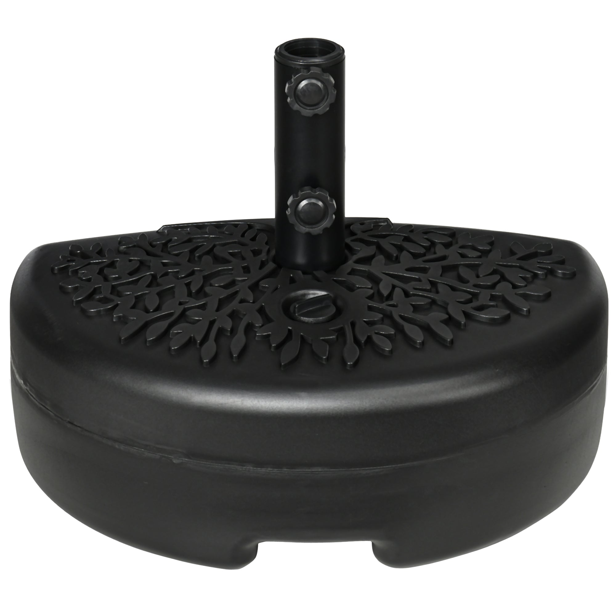 Wall-Mounted Umbrella Base Ø38/48 mm Semicircular Fillable Parasol Stand with 21 kg Water or 18 kg Sand for Garden Patio Terrace Outdoor 50x31x38 cm Black