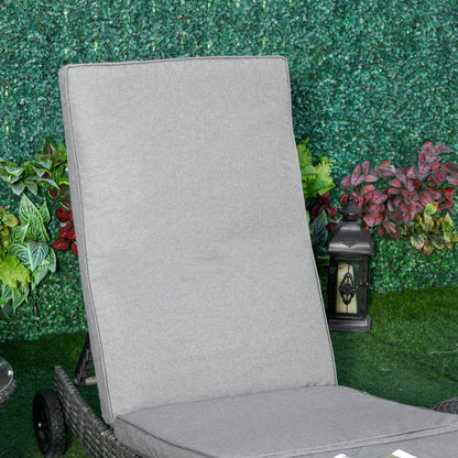 Poly Rattan Sun Lounger Garden Chair with Cushion 5-Position Adjustable Rattan Lounger Garden Furniture S-Shape Metal Gray 207 x 70 x 70 cm