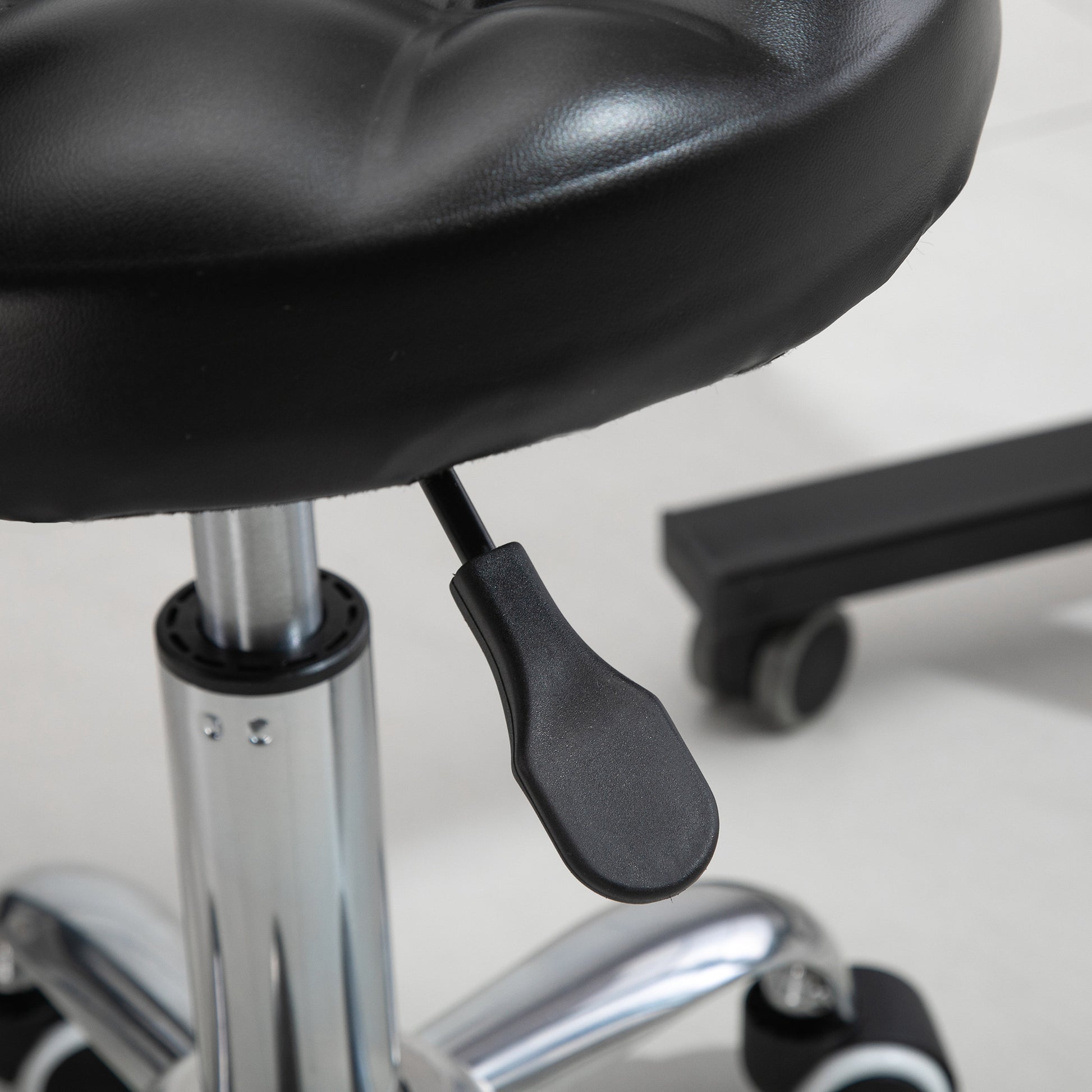 Adjustable Height Swivel 360° Round Massage Stool with Padded Synthetic Upholstery, Black