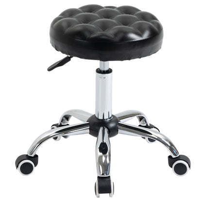 Adjustable Height Swivel 360° Round Massage Stool with Padded Synthetic Upholstery, Black