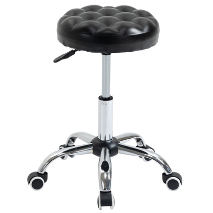 Adjustable Height Swivel 360° Round Massage Stool with Padded Synthetic Upholstery, Black