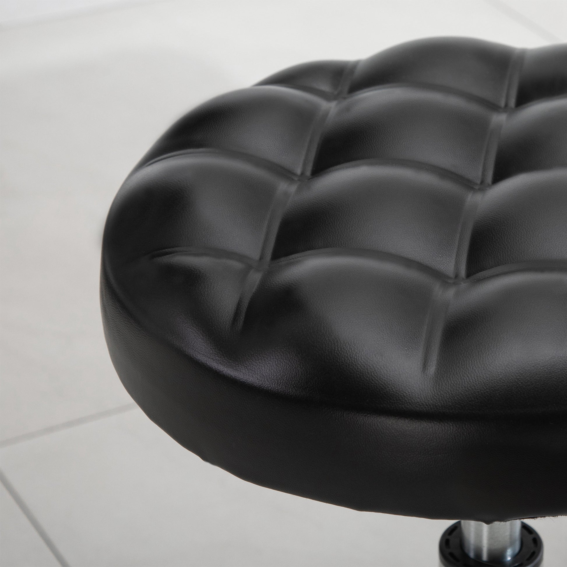Adjustable Height Swivel 360° Round Massage Stool with Padded Synthetic Upholstery, Black