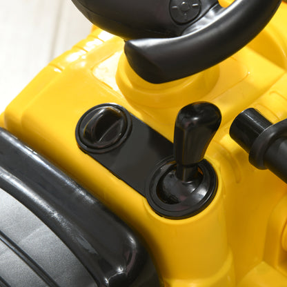 Seat Excavator with Built-in Storage Compartment Kids Ride-on Tractor Kids Digger with Horn Slider Digger Vehicle Wheel Yellow+Black 80 x 26.5 x 39 cm