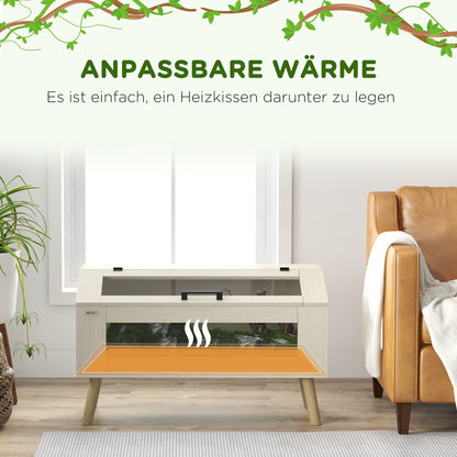 Terrarium for Reptiles, 140L Reptile Feeding Box with Tempered Glass Windows, Lid, Legs, Reptile Breeding Box for Amphibians, Spider, Oak, 100 x 50 x 60 cm