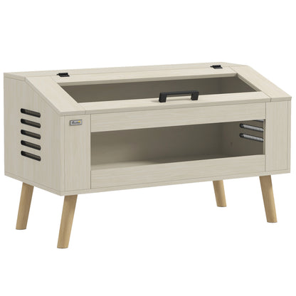 Terrarium for Reptiles, 140L Reptile Feeding Box with Tempered Glass Windows, Lid, Legs, Reptile Breeding Box for Amphibians, Spider, Oak, 100 x 50 x 60 cm