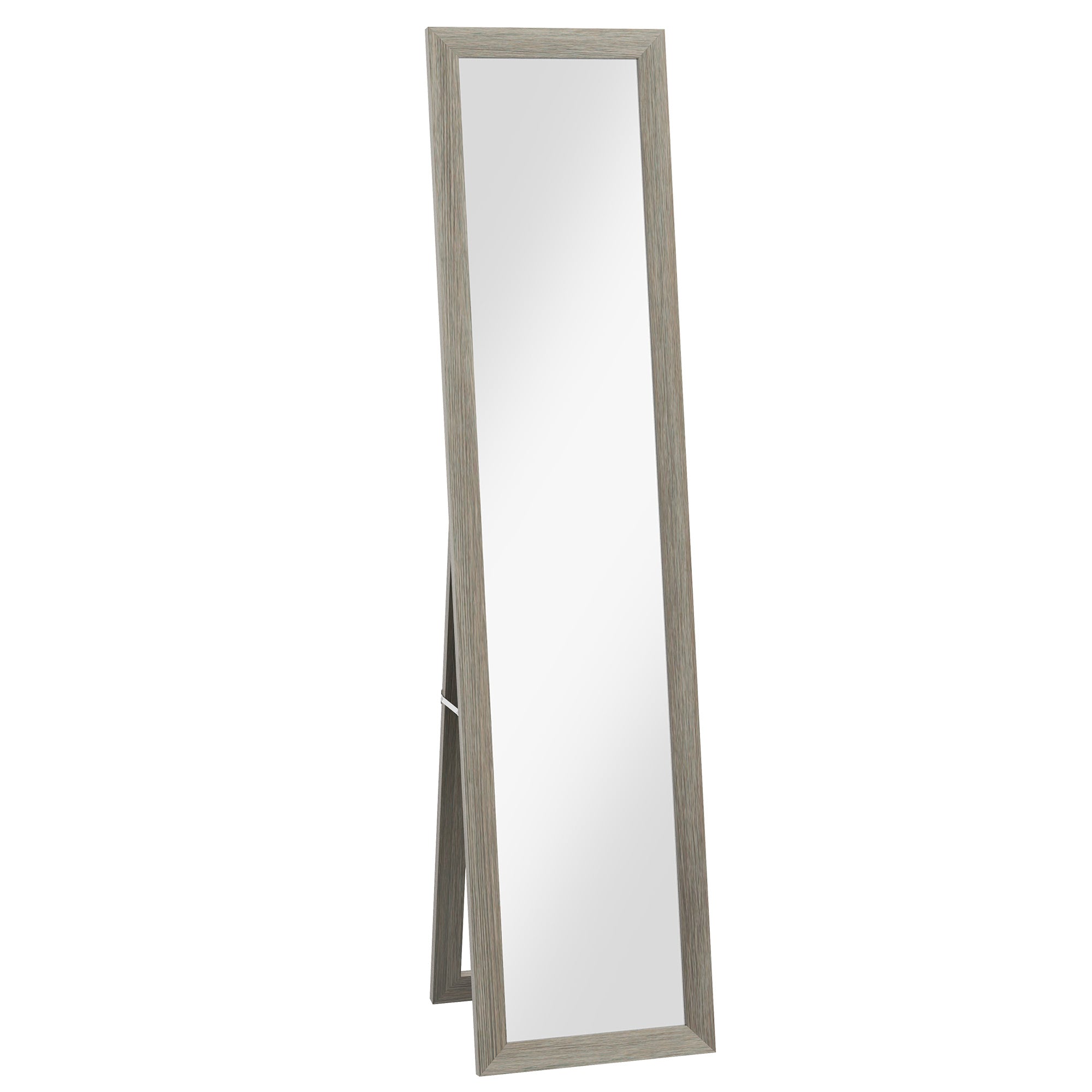 Full-Length Mirror, 37 x 157 cm (14.6 x 61.8 in) — Wall-Mountable or Freestanding Rectangular Framed Mirror for Living Room, Bedroom or Hallway, Gray
