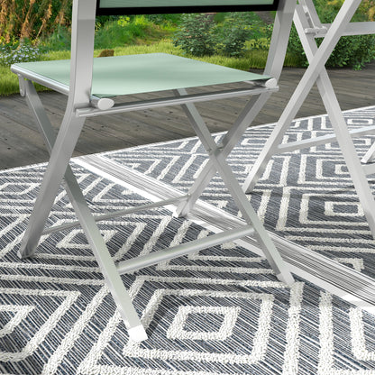 3-Piece Foldable Garden Set, Aluminum Outdoor Set with 2 Breathable Chairs 47x54x83 cm and Outdoor Table 70x70x72 cm, Green