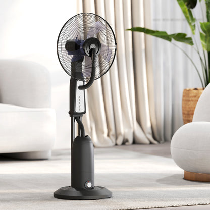 Water Cooling Fan, Stand Fan with Adjustable Spray Mist, 3 Speeds, 3L Water Tank, 75° Oscillating, 90W Water Fan with Wheels, 125cm