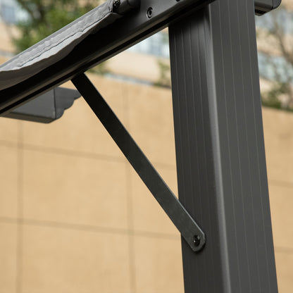 Pergola Pavilion Patio Cover with Sliding Roof Garden Aluminum Charcoal Gray + Dark Gray 3x3x2.23m