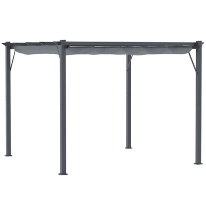 Pergola Pavilion Patio Cover with Sliding Roof Garden Aluminum Charcoal Gray + Dark Gray 3x3x2.23m