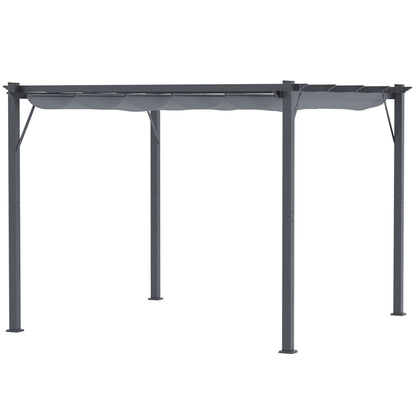 Pergola Pavilion Patio Cover with Sliding Roof Garden Aluminum Charcoal Gray + Dark Gray 3x3x2.23m