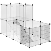 Small Animal Cage Pet Playpen with 27 Panels and Customizable Shape for Guinea Pigs Rabbits Chinchillas 140x70x90 cm Transparent