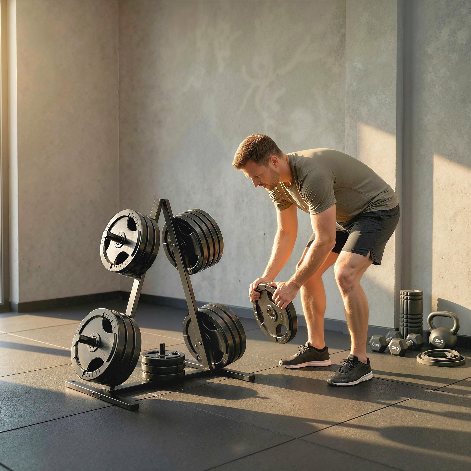 SPORTNOW Weight Plate Rack for 1 in (2.5 cm) Plates — 200 kg (441 lb) Capacity — Home Gym Storage