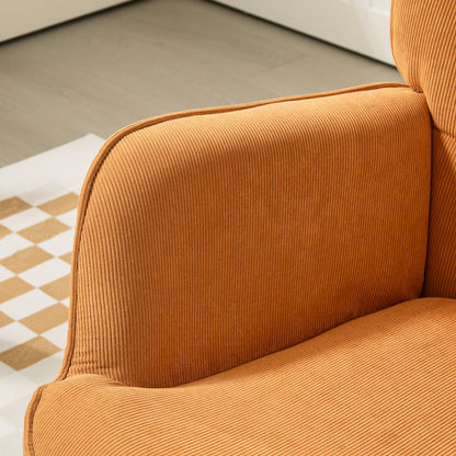 Armchair with Footstool, High Back Wingback Chair, Wooden Legs, Lounge Chair with Tufted Design, Corduroy Look, for Living Room, Brown