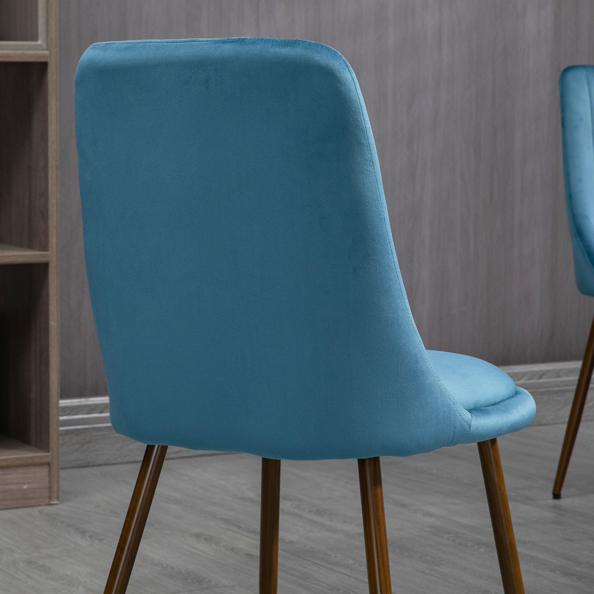 Padded Kitchen Chairs, Set of 4 made of Polyester and Steel, 47x55x86 cm, Blue