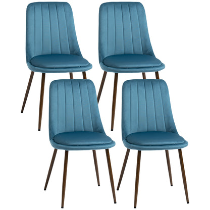 Padded Kitchen Chairs, Set of 4 made of Polyester and Steel, 47x55x86 cm, Blue