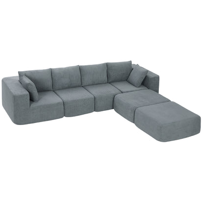 Corner Sectional Sofa with Sleeper Function, U-Shape 294 cm (115.7 in) — Deep Wide Seats, 4‑Seat Cloud Sectional with Throw Pillows, Linen-Look for Living Room, Dark Gray