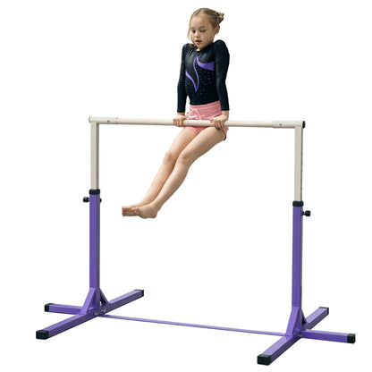 Kids Gymnastics Bar for +3 Years Height Adjustable Training Bar 92-150 cm Horizontal Gymnastics Bar Load 75 kg 194x121x150 cm Purple
