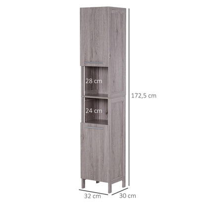 High Cabinet Auxiliary Furniture for Bathroom with Large Storage Space with Open and Closed Areas 30x32x172.5 cm