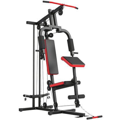 SPORTNOW Multifunction Home Gym Station with Removable Preacher Bench, High/Low Pulley, Butterfly, Leg Trainer - Complete Body Workout