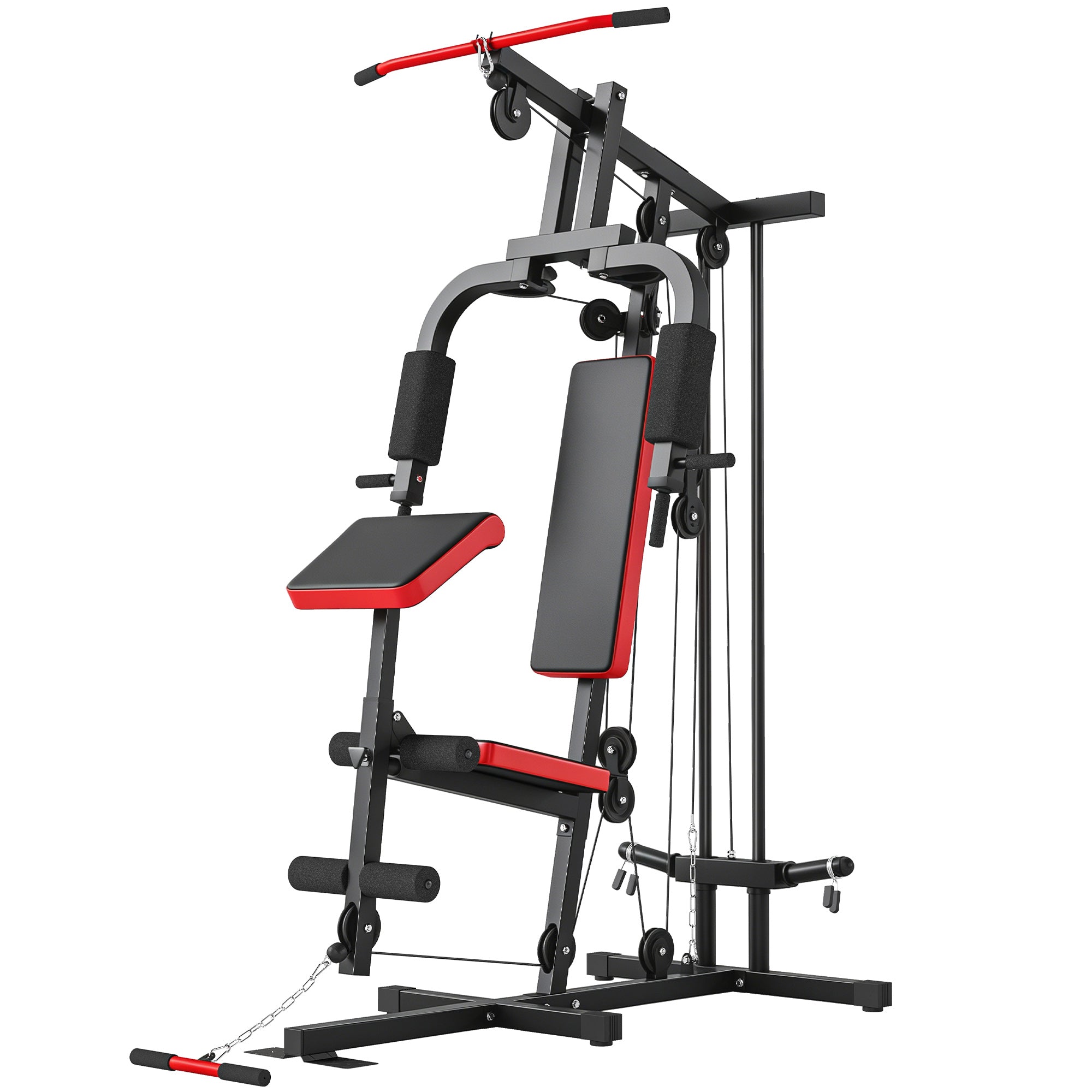 SPORTNOW Multifunction Home Gym Station with Removable Preacher Bench, High/Low Pulley, Butterfly, Leg Trainer - Complete Body Workout
