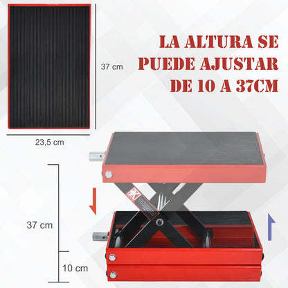 Scissor Lift Stand 500kg Load Height Adjustable 10-37cm Motorcycle Support Motorcycle Stand for Parking or Repair Workshop Garage 41.5x23.5x10-37cm Black and Red