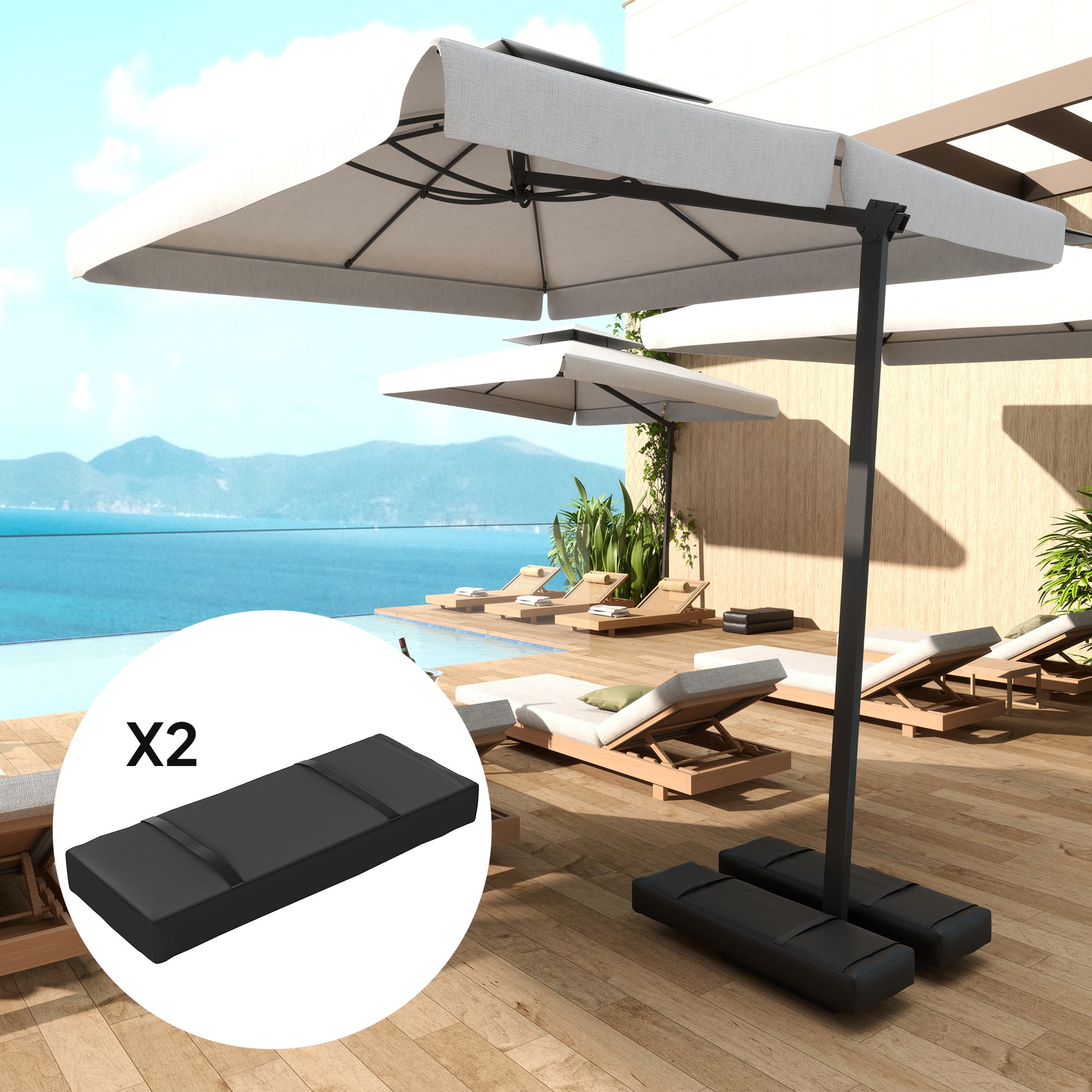 2 Pack Sandbags for Sunshade Fillable up to 25 kg Sandbag for Umbrella Stand 600D Oxford Weighted for filling Weighting Sunshade Base for Outdoor Umbrella Stand Black