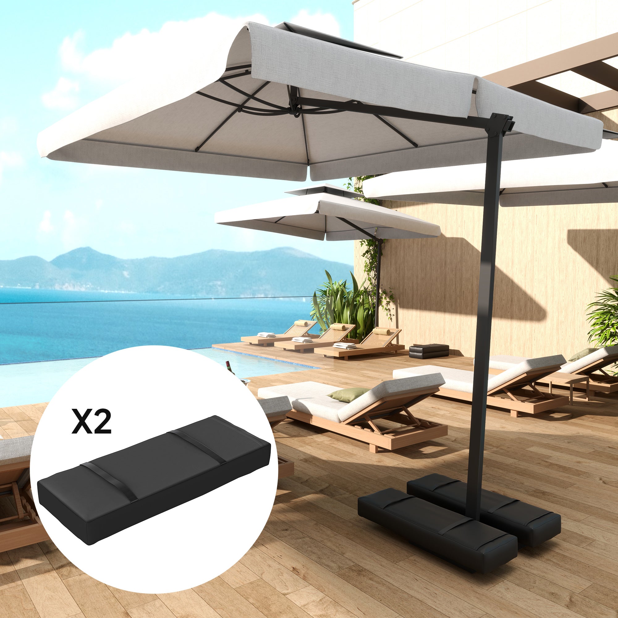 2 Pack Sandbags for Sunshade Fillable up to 25 kg Sandbag for Umbrella Stand 600D Oxford Weighted for filling Weighting Sunshade Base for Outdoor Umbrella Stand Black