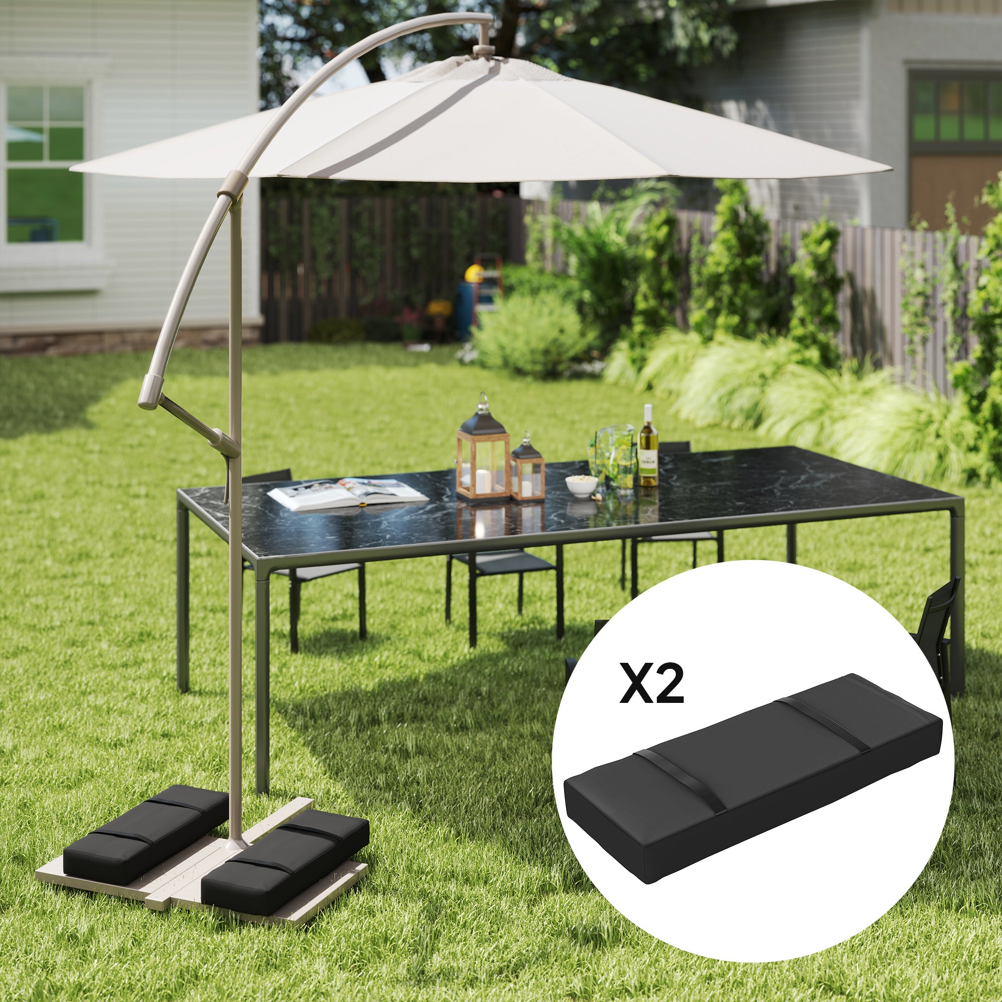 2 Pack Sandbags for Sunshade Fillable up to 25 kg Sandbag for Umbrella Stand 600D Oxford Weighted for filling Weighting Sunshade Base for Outdoor Umbrella Stand Black