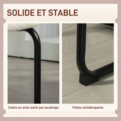 Dining Chair, Kitchen Chair with Loop Wool-Effect Upholstery, Padded Seat, and Steel Legs for Living Room, Dining Room, Bedroom, Cream