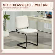 Dining Chair, Kitchen Chair with Loop Wool-Effect Upholstery, Padded Seat, and Steel Legs for Living Room, Dining Room, Bedroom, Cream