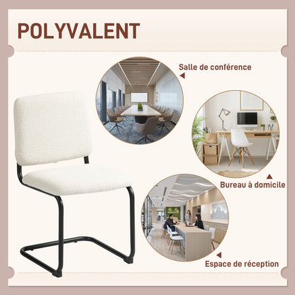 Dining Chair, Kitchen Chair with Loop Wool-Effect Upholstery, Padded Seat, and Steel Legs for Living Room, Dining Room, Bedroom, Cream
