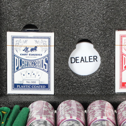 SPORTNOW Poker Set with 600 Chips for Texas Holdem, Casino Set with Poker Case in ABS, 2 Decks of Playing Cards, Chip Tray, Mat and Dealer for 12 Players, Black