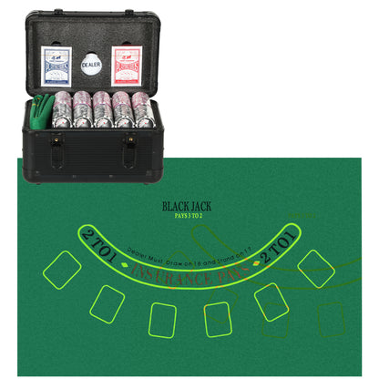 SPORTNOW Poker Set with 600 Chips for Texas Holdem, Casino Set with Poker Case in ABS, 2 Decks of Playing Cards, Chip Tray, Mat and Dealer for 12 Players, Black