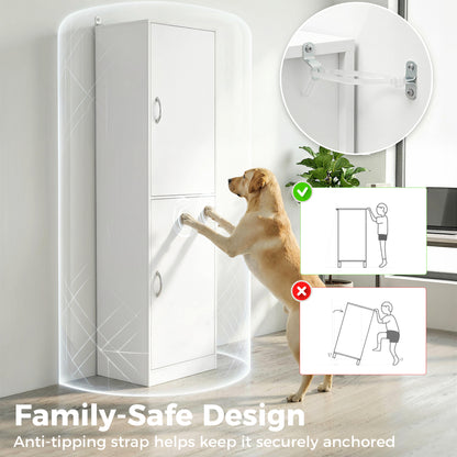 5-Tier Bookcase with 2 Doors, Adjustable Shelves | Modern Standing Shelf 40 x 35 x 180 cm (15.7 x 13.8 x 70.9 in), White