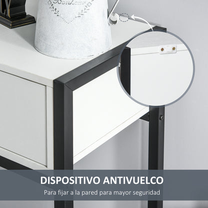 Console Table 120x34x81 cm Entryway Table with 2 Drawers and Adjustable Feet Modern Style Furniture for Hallway Living Room Black and White