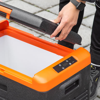 Portable Electric 40L Car Refrigerator 12V/24V up to -20℃ Mini Fridge with Compressor Touch LED Display for Home Camping Travel Car 58.7x36.5x43.8 cm Black